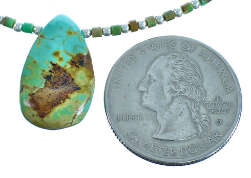 Sterling Silver Santo Domingo Turquoise Bead Necklace And Earrings Set BX116383